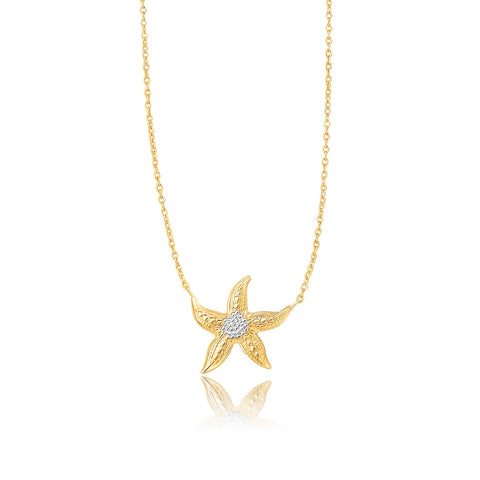 Sea Life Starfish Necklace in 14k Two-Tone Gold